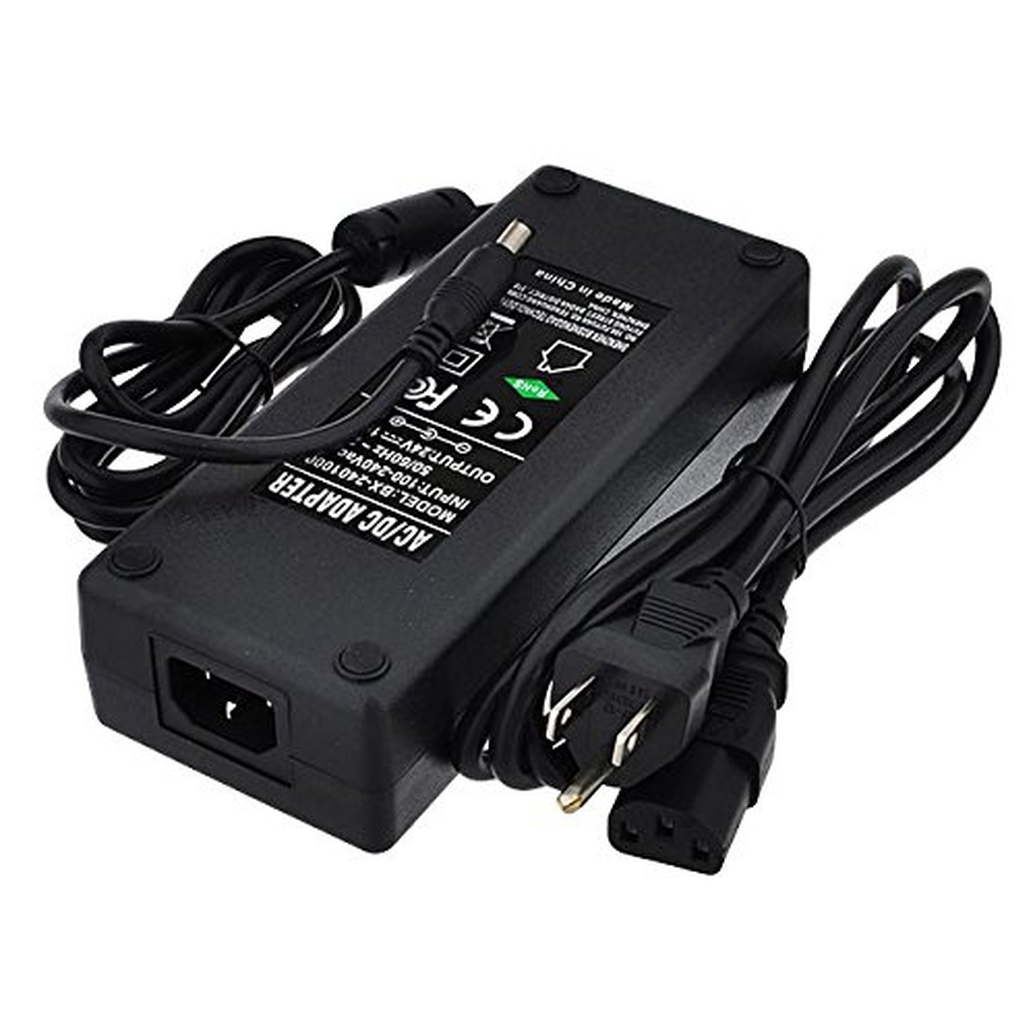 24V 10A 240W AC/DC Power Adapter with 5.5×2.5mm DC Plug and 2.1mm Adapter, Bl…