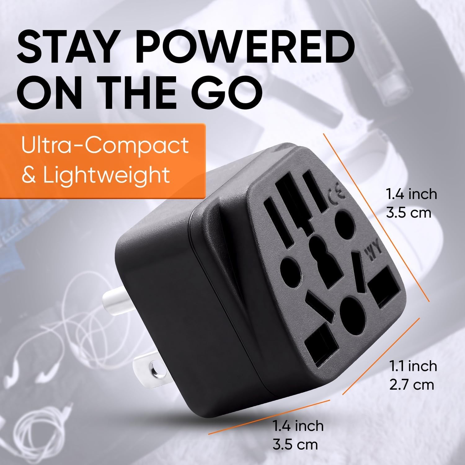 US Travel Plug Adapter, EU,AU,UK,NZ,CN to USA (Type B), Grounded 3 Prong USA Wal