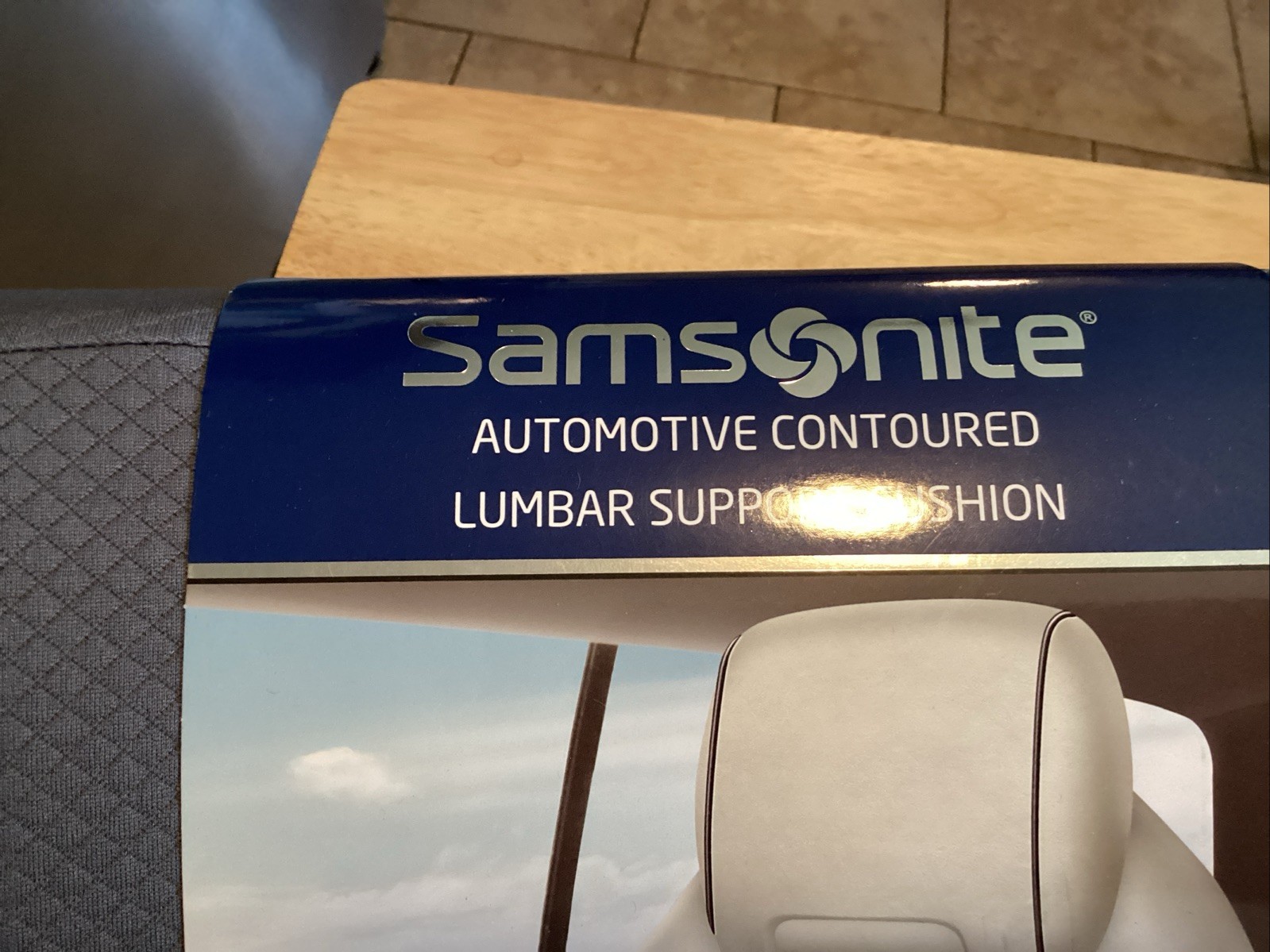 Samsonite Back Support Pillow for Chair Gray Mesh Memory Foam Travel/office