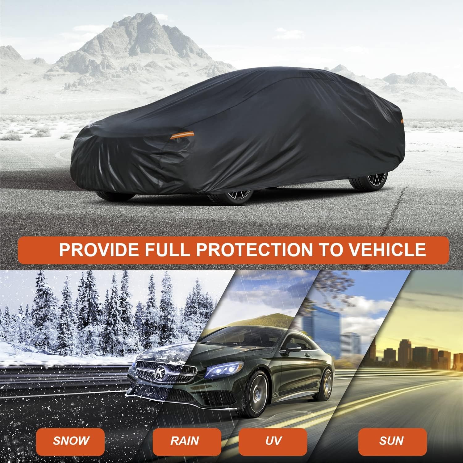 Kayme 7 Layers Car Cover Waterproof All Weather, Universal Fit for Pontiac Fireb