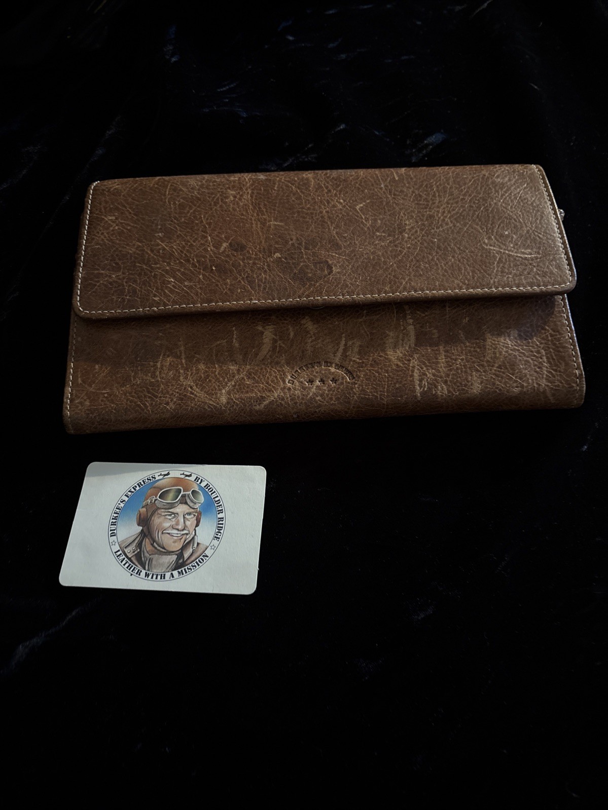 Durkee’s Express Leather Passport Holder Travel Organizer Carmel Brown Boulder