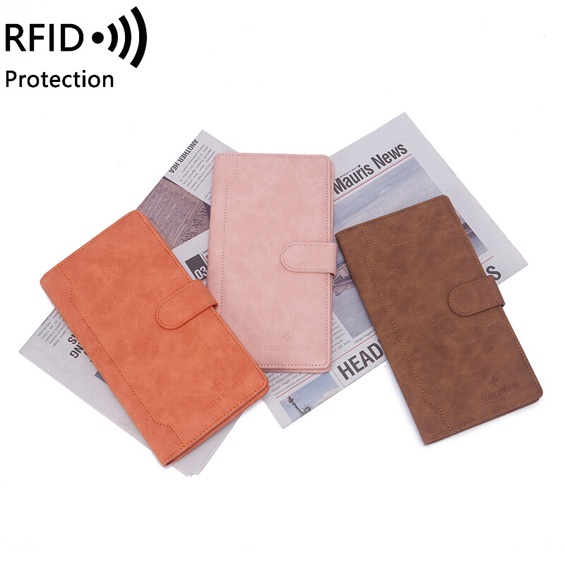 RFID Blocking Leather Travel Wallet & Family Passport Holder Document Organizer