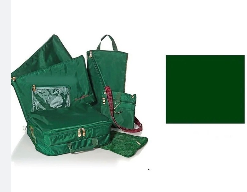 SAMANTHA BROWN LUGGAGE – 6 Piece Travel Survival Kit Pouches – GREEN NEW RARE