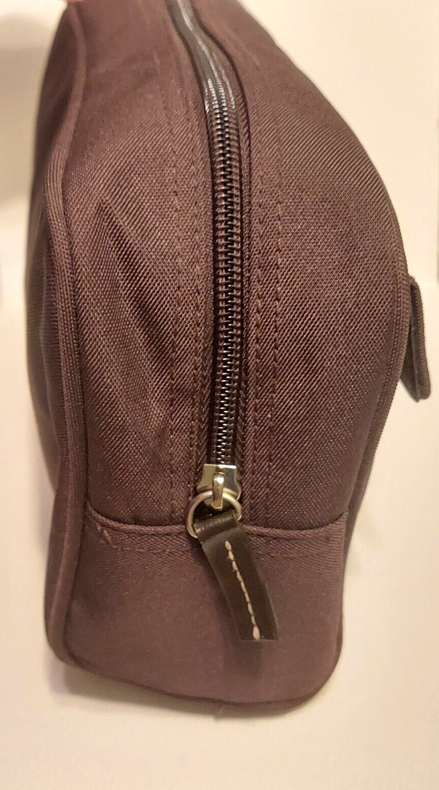 ERMENEGILDO ZEGNA Brown nylon canvas Travel Toiletry Shower tote bag