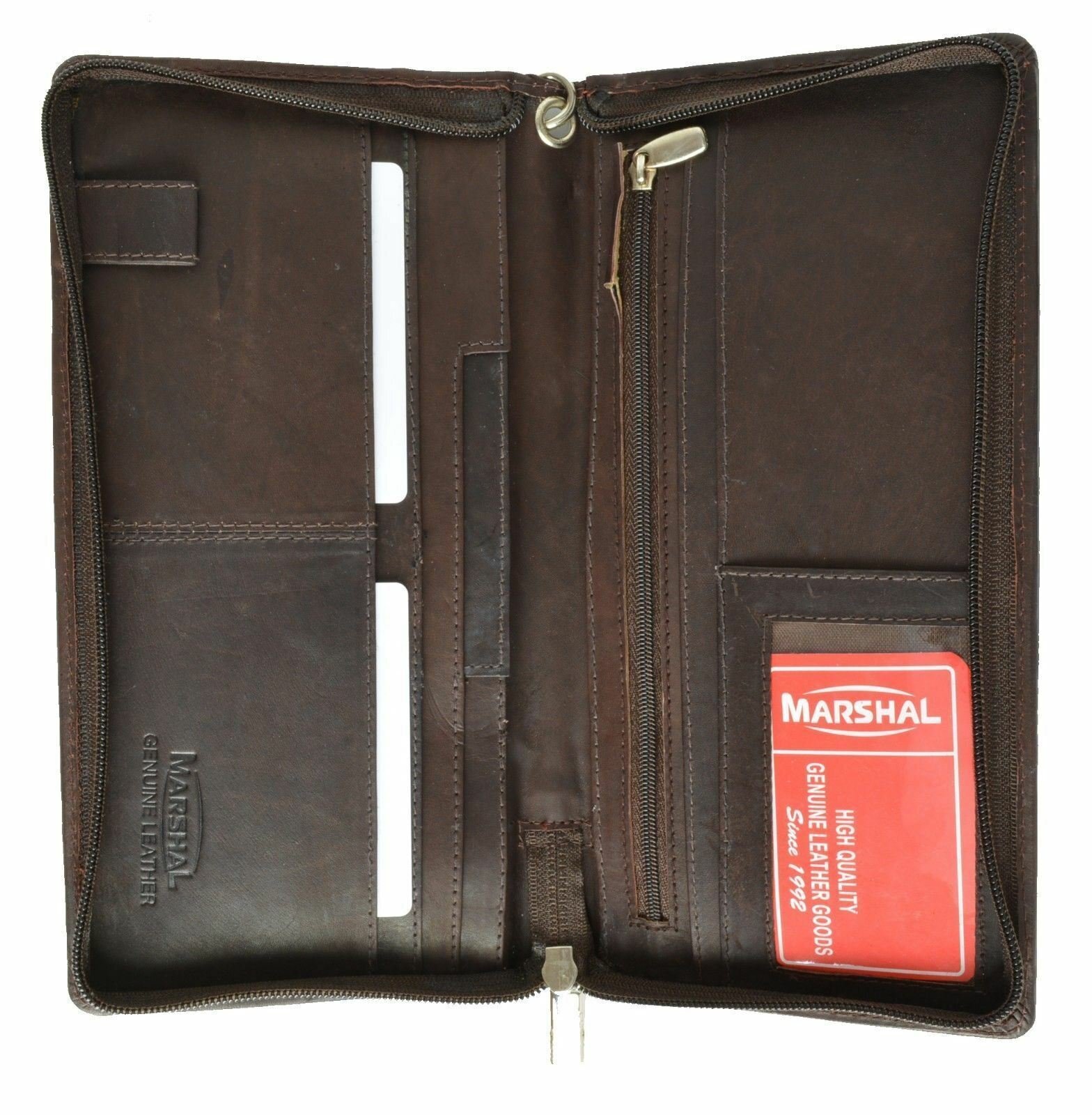 Brown Solid Leather Wallet Passport Cover ID Holder Credit Card Travel Organizer