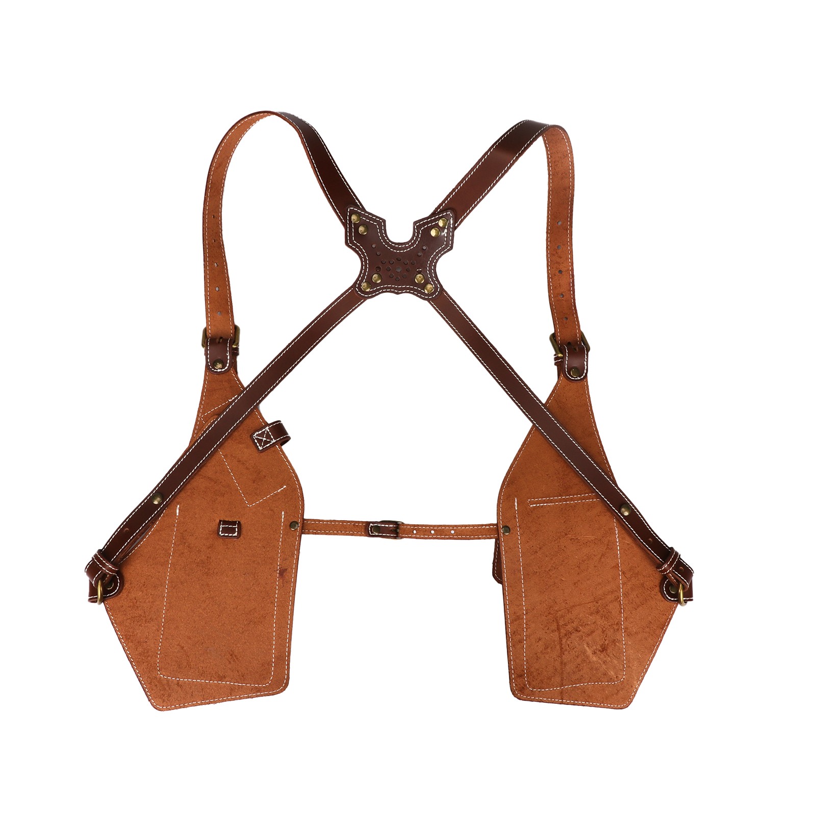 TOURBON Leather Men Carry Harness Underarm Holster Phone Pistol Pouch Suspenders