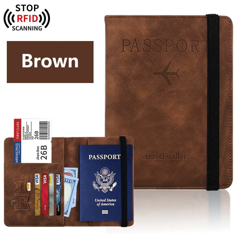 1pc Passport Holder PU Travel Wallet RFID Blocking Cover Case Unisex – NEW