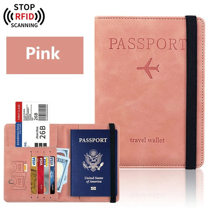 1pc Passport Holder PU Travel Wallet RFID Blocking Cover Case Unisex – NEW