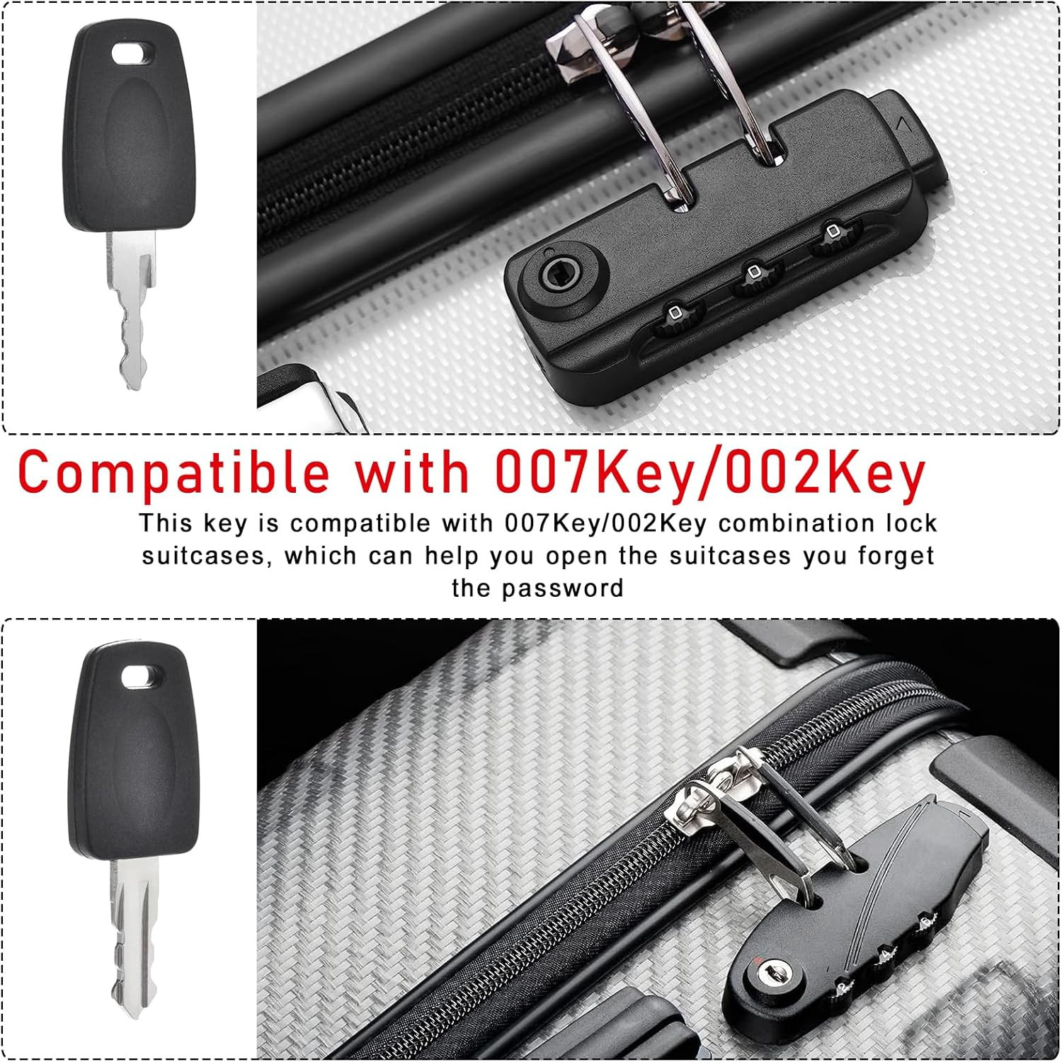 2 Keys Compatible with 007 002 Master Luggage,Luggage Suitcase Password Locks Ke
