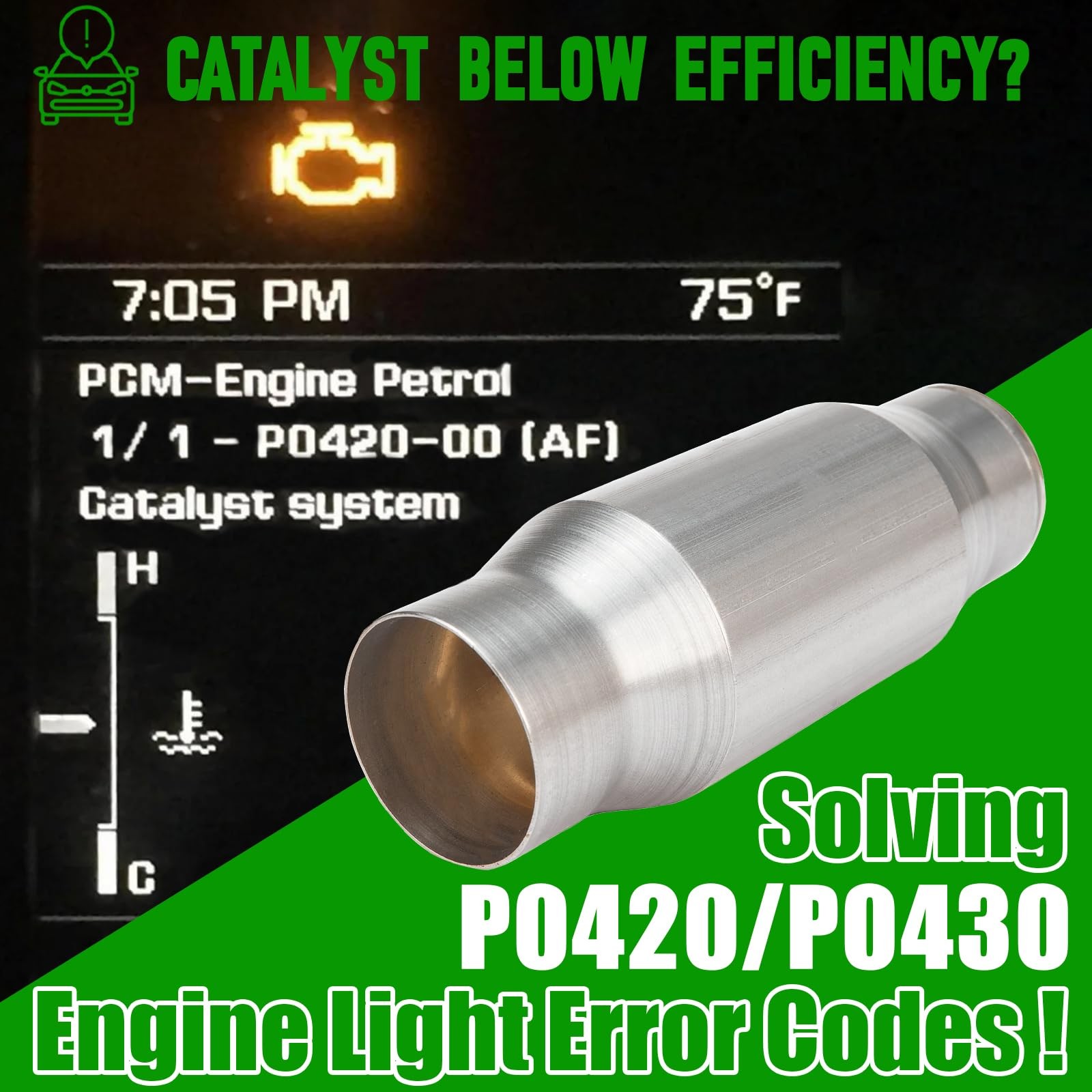FOMIUZY 3″ Inlet/Outlet Universal High Flow Front Catalytic Converter Direct Fit