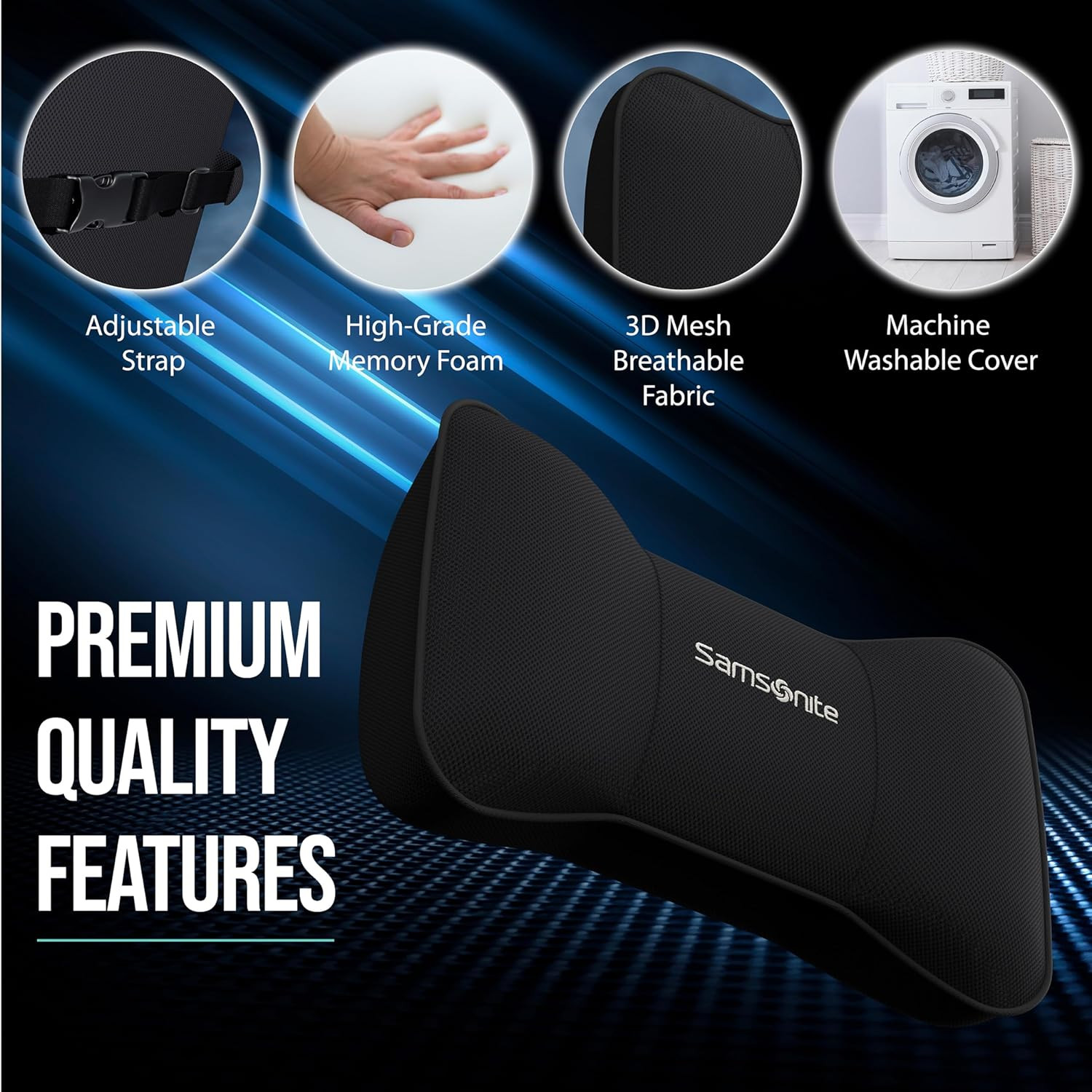 SAMSONITE, Travel Neck Pillow for Car or SUV, Boost your DRIVING COMFORT, High G