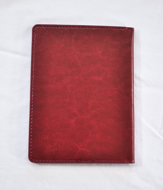 passport holder brown faux leather two pockets leather 5.5″x4″