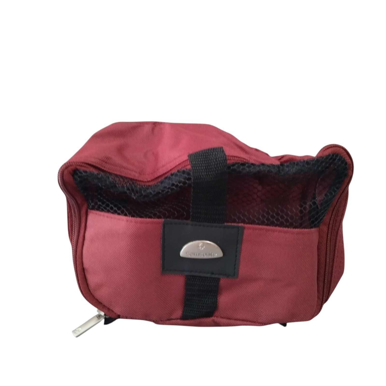 Samsonite Burgundy Toiletry Travel Bag Pouch Make Up Bag Vacation Zip Around