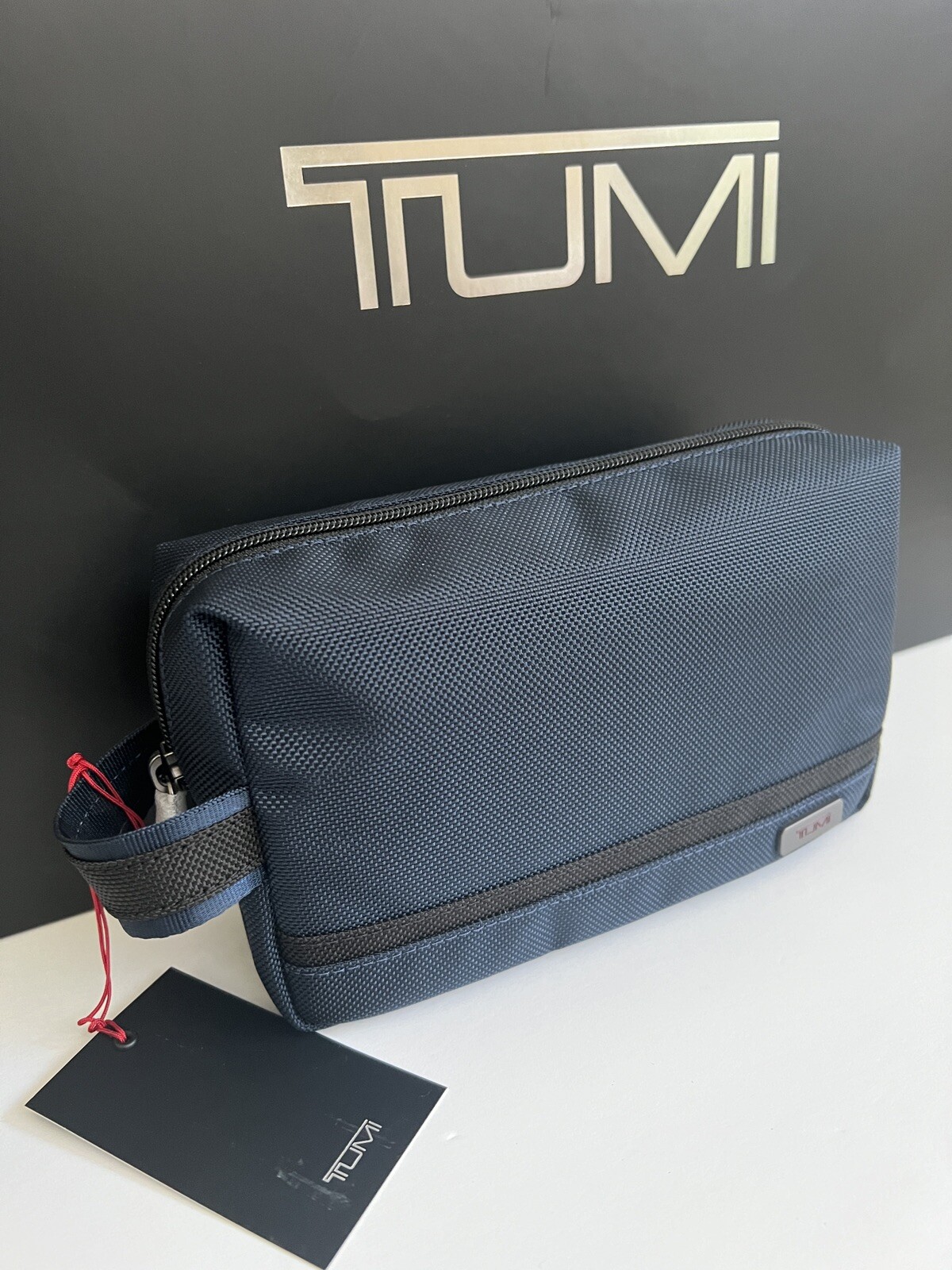 Tumi Navy Blue Medium Kit Travel Accessory Zipper Pouch Bag