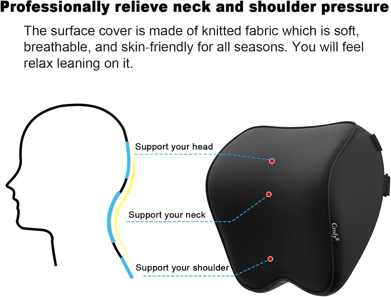 2-Pack Car Neck Pillow, Softness Car Headrest Pillow for Driving with Adjusta…