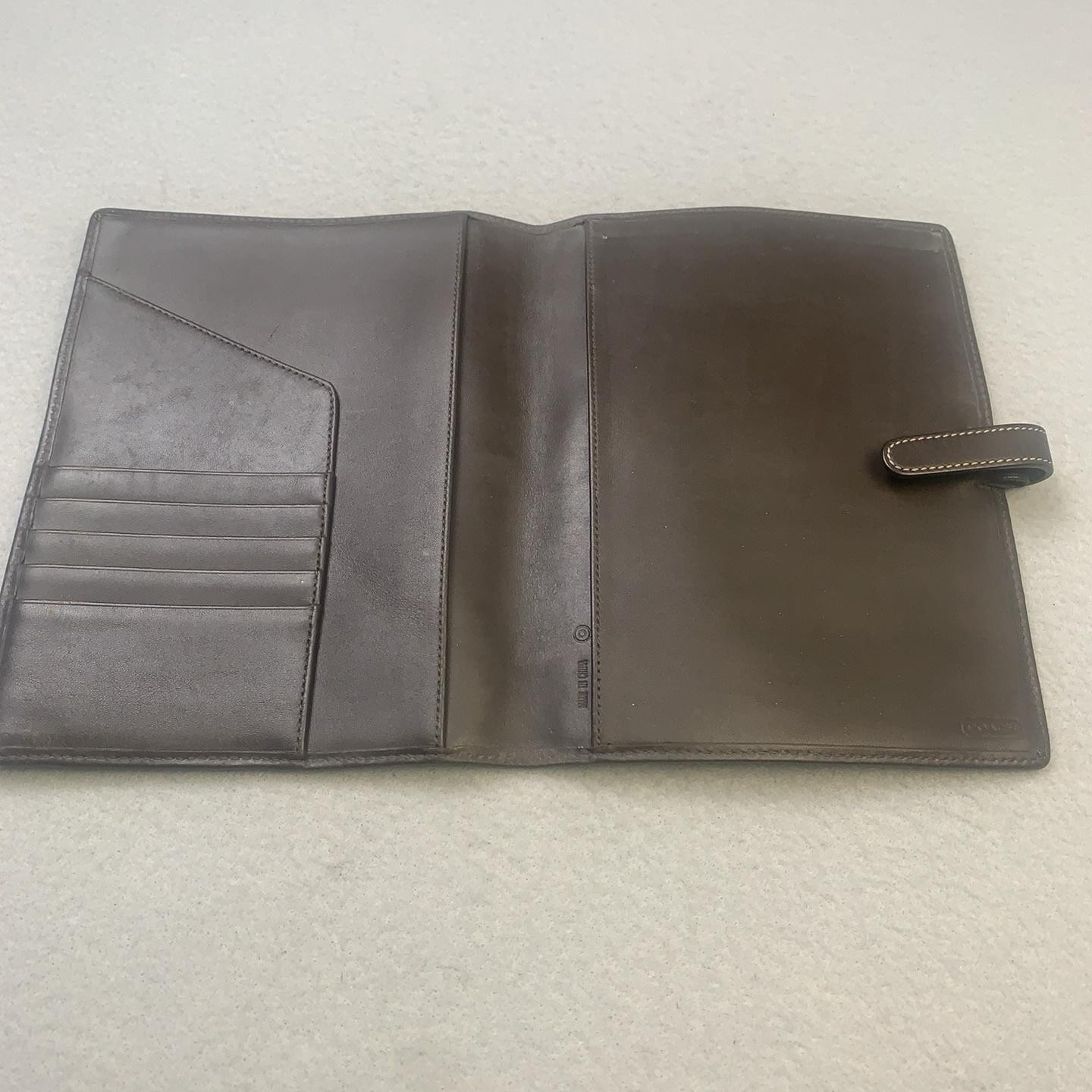 Coach Brown Leather Passport Travel Wallet Organizer Card Slots Signature