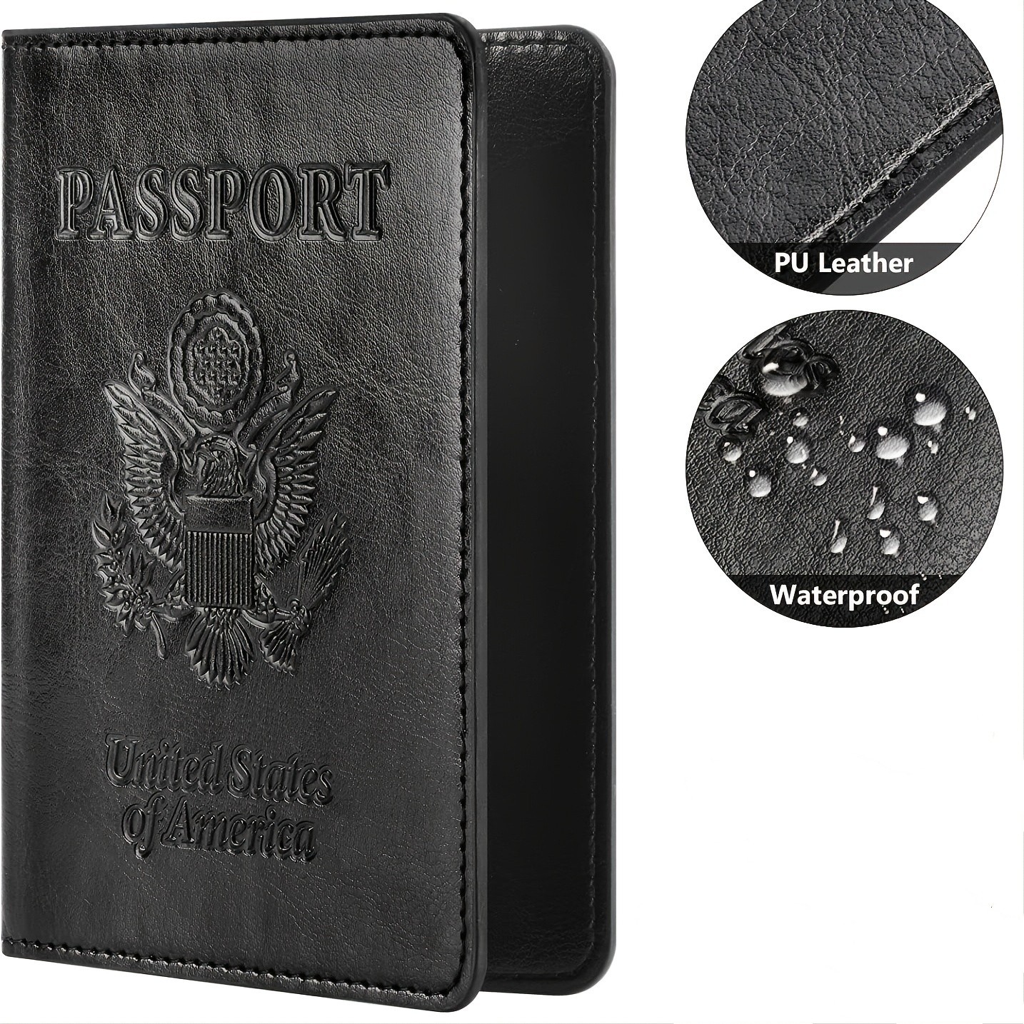 Leather Passport Holder Wallet Blocking Cover Protector For Vaccination Card