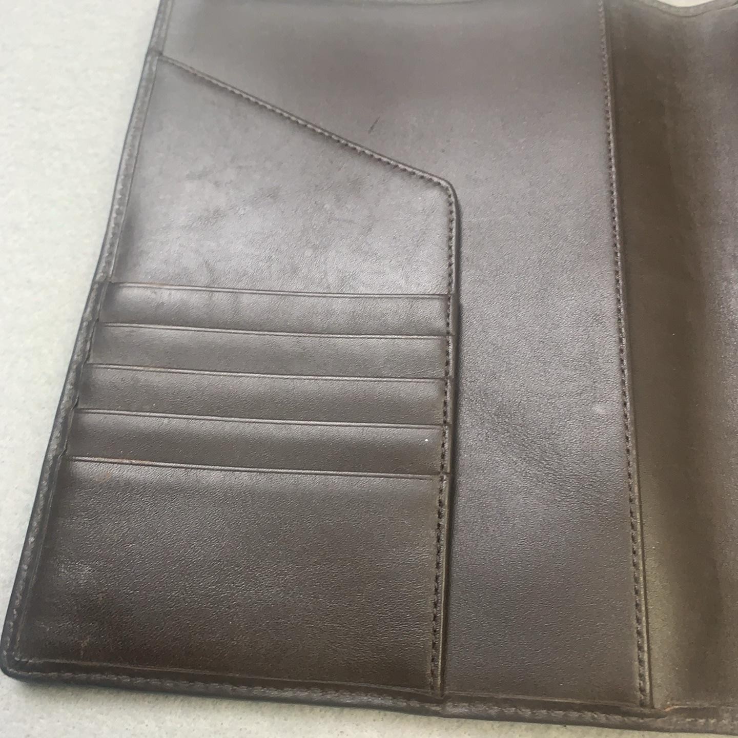 Coach Brown Leather Passport Travel Wallet Organizer Card Slots Signature