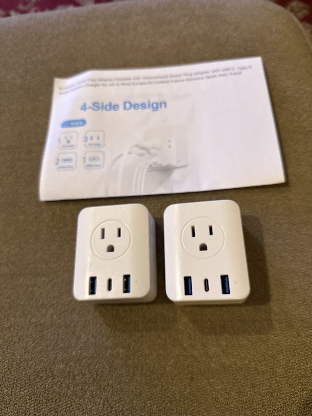 European Plug Travel Adapter with 3 USB, Power Plug Charger US to Europe (BL)