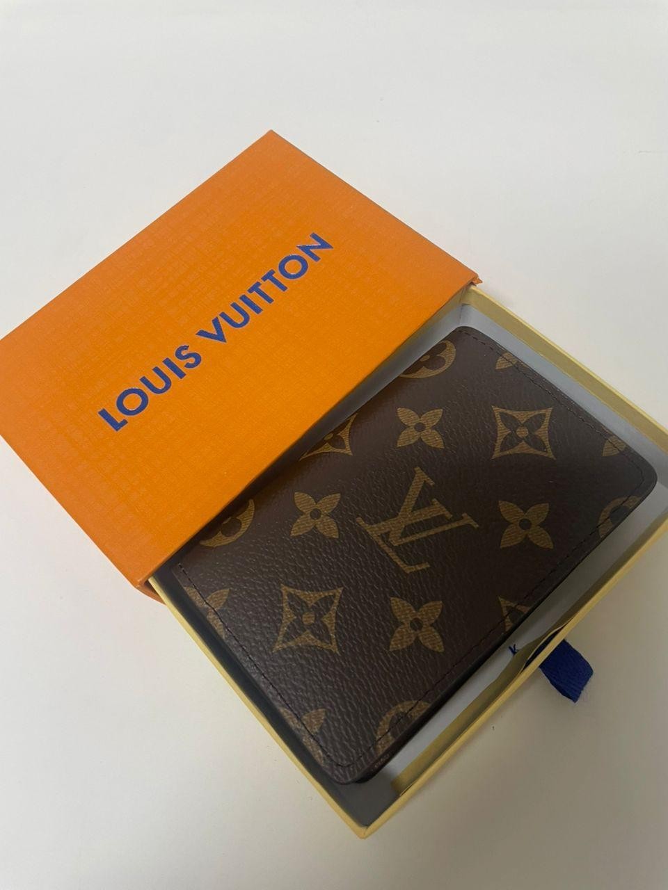 LV Louis Vuitton Pocket Organizer Monogram Eclipse Brown with box.