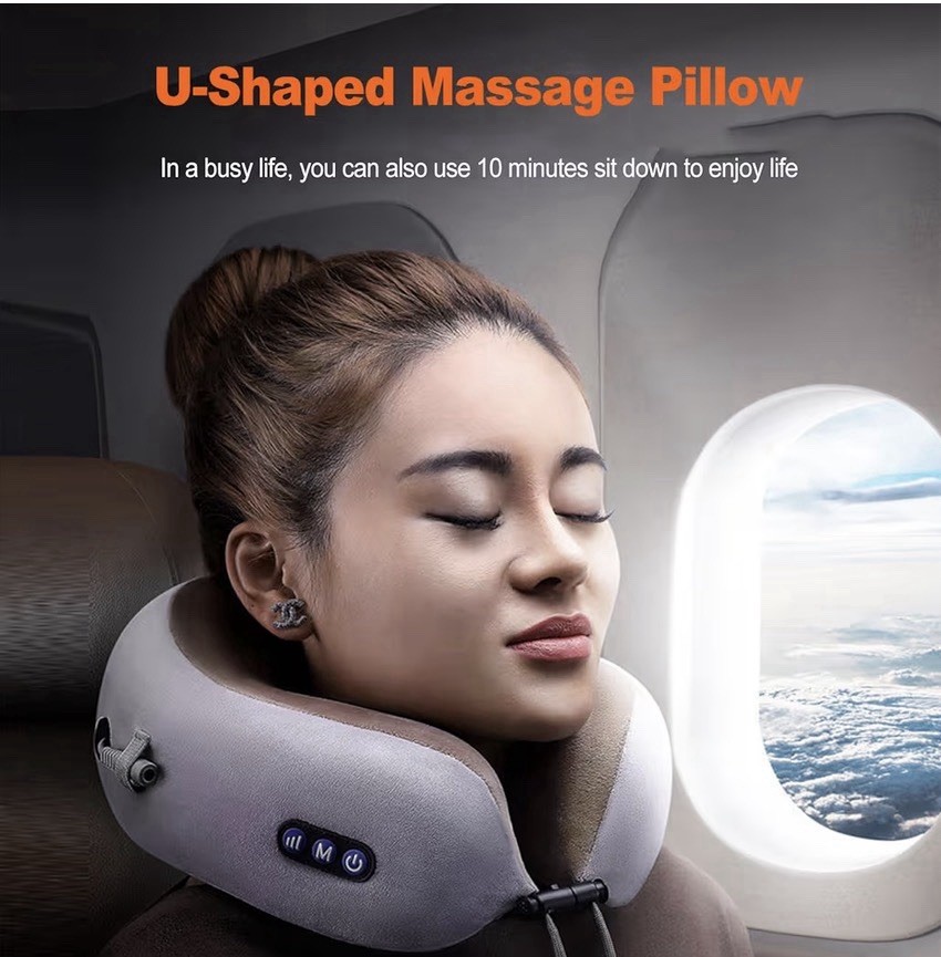 USB Massaging Neck Pillow Cordless & Rechargeable Vibration Modern Expressions
