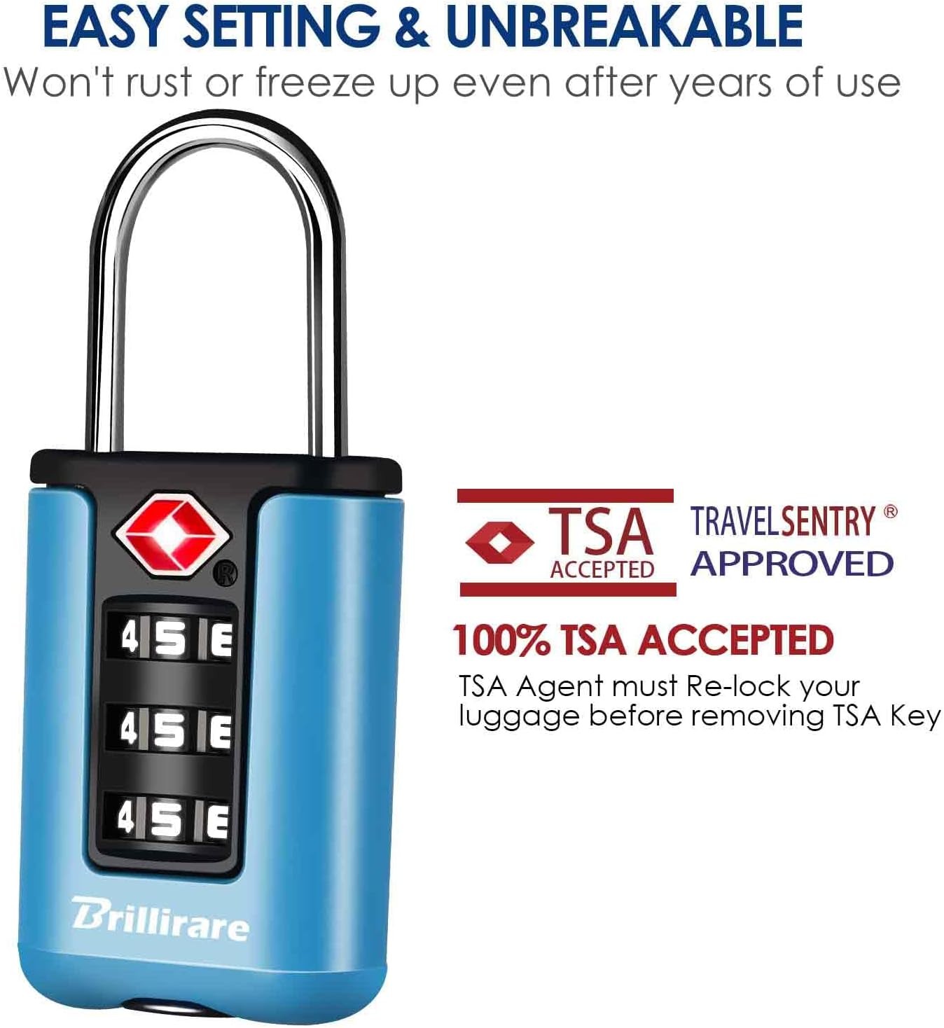 2 Pack TSA Approved Luggage Locks, Combination Travel Padlock, 3-Digit Waterproo
