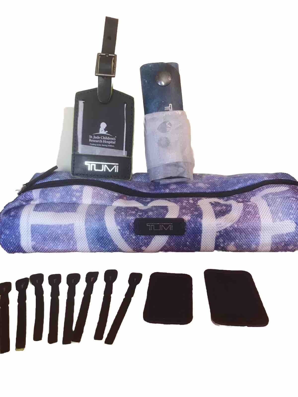 TUMI Accent Kit St Jude Childrens Hospital HOPE Purple Blue Pouch Ties Tag Patch