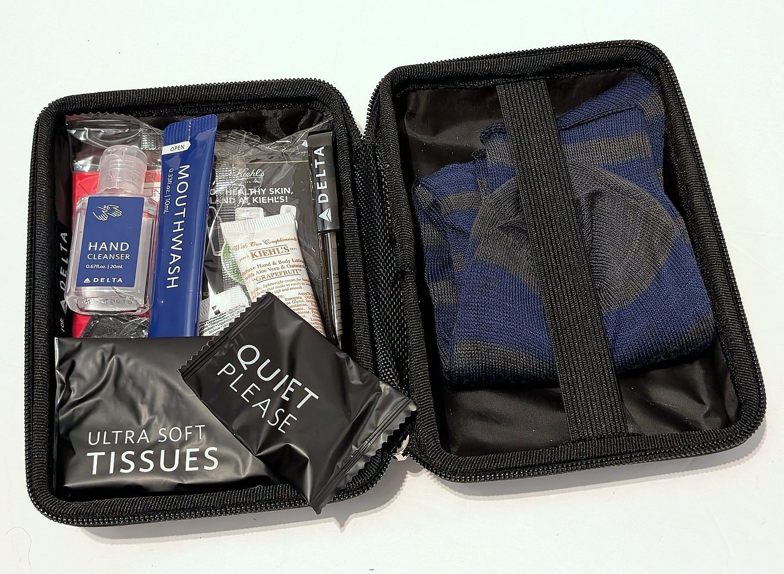 TUMI for Delta HARD SHELL Travel Kit Case w/Accessories Included 6″ x 4″
