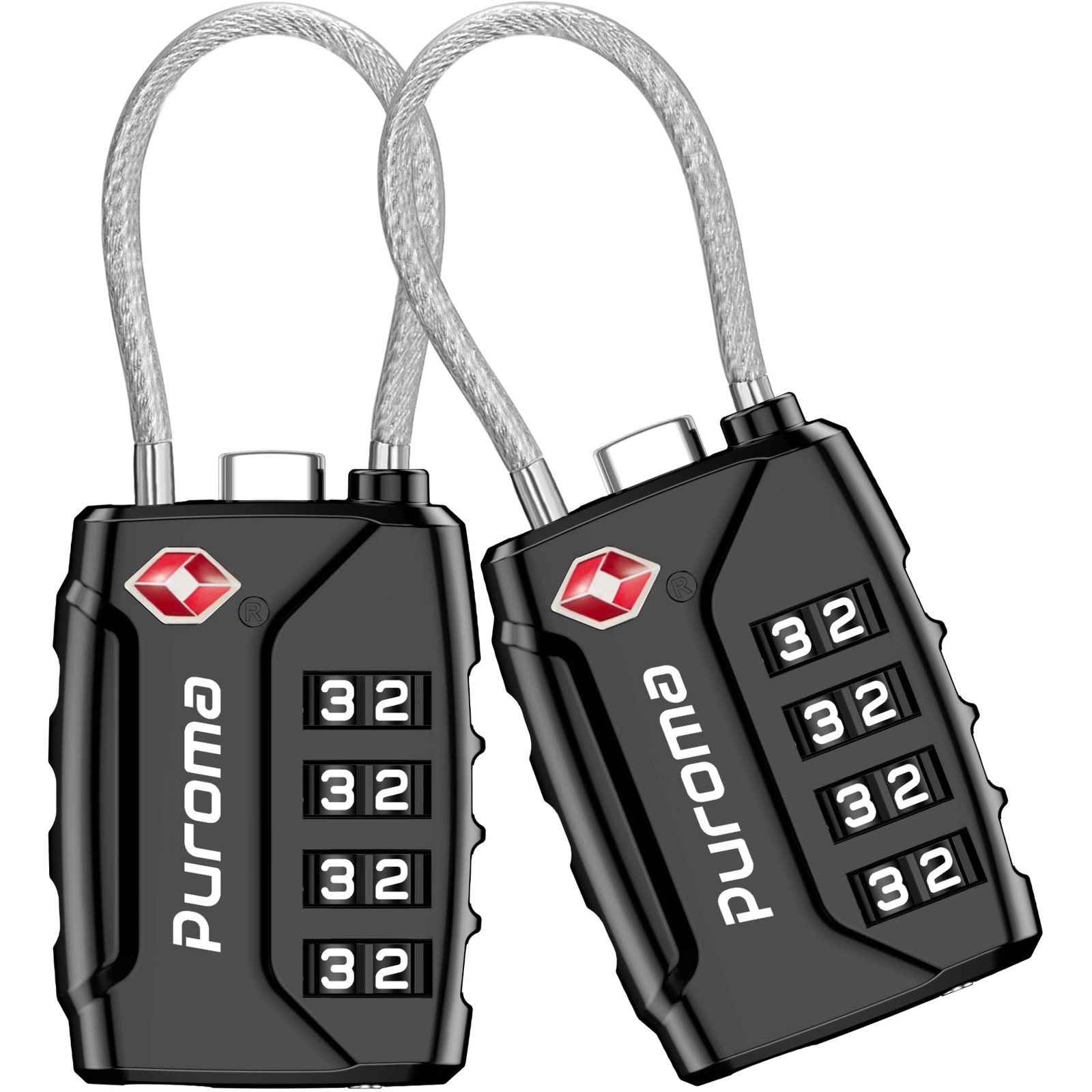 Puroma 2 Pack TSA Approved Luggage Locks, 4 Digit Combination Travel Cable