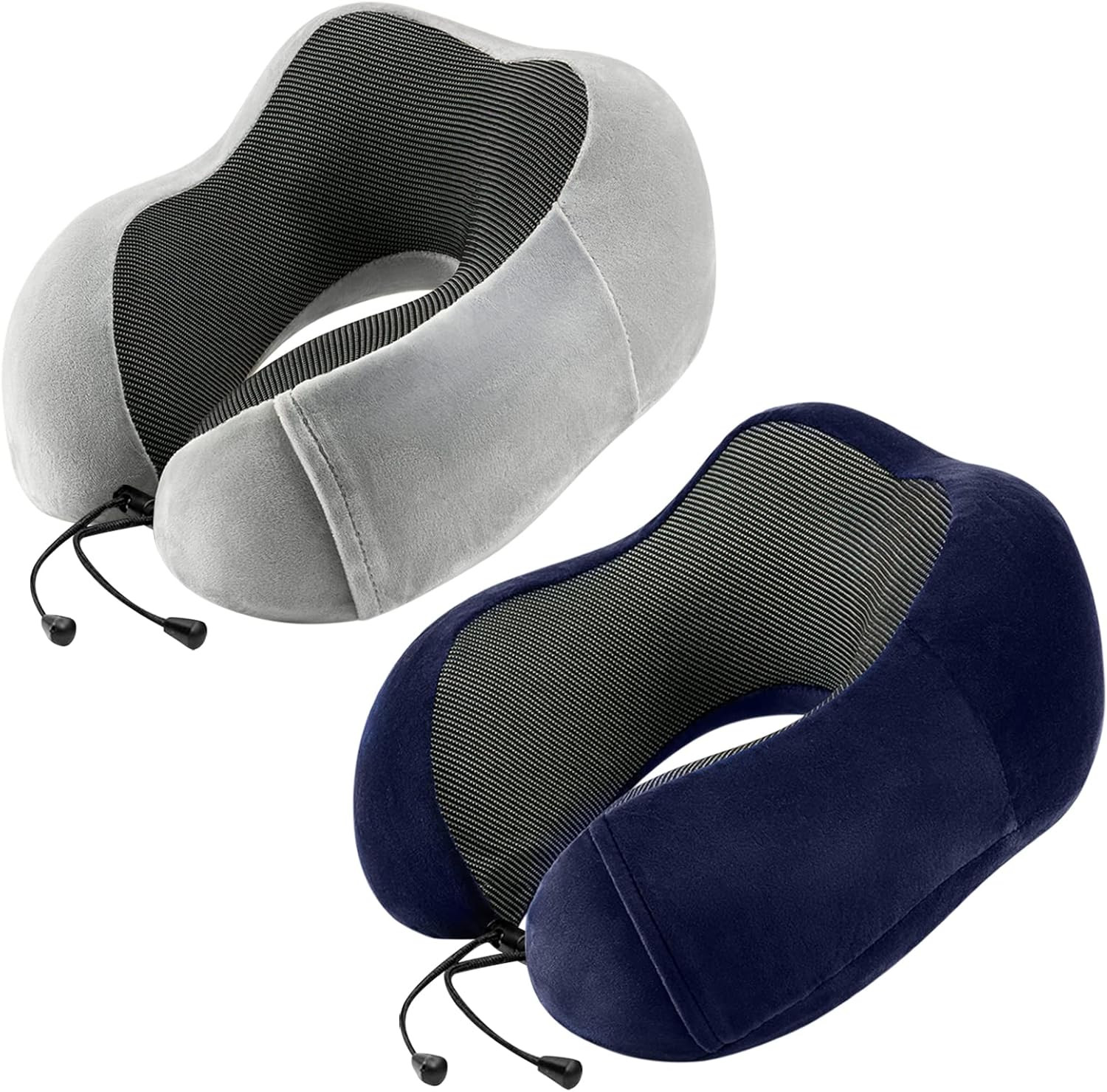 Travel Pillow for Airplane-2 Pack Memory Foam Neck Pillows, Soft Support Travel
