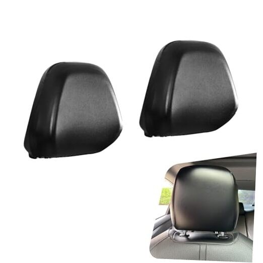 2-Pack Car Headrest Covers, Universal PU Leather Head Rest Cover for S Black
