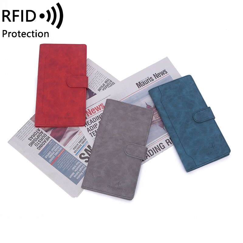 RFID Blocking Leather Travel Wallet & Family Passport Holder Document Organizer