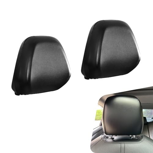 2-Pack Car Headrest Covers, Universal PU Leather Head Rest Cover for S Black