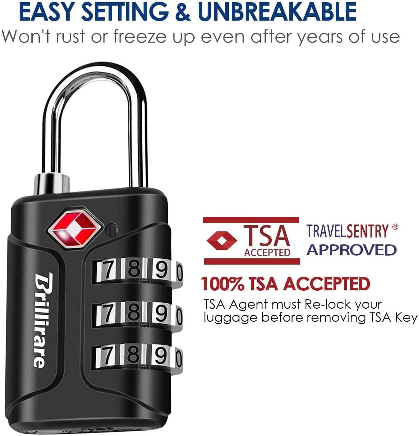 4 Pack TSA Approved Luggage Locks, Combination Travel Padlock, 3-Digit Waterproo