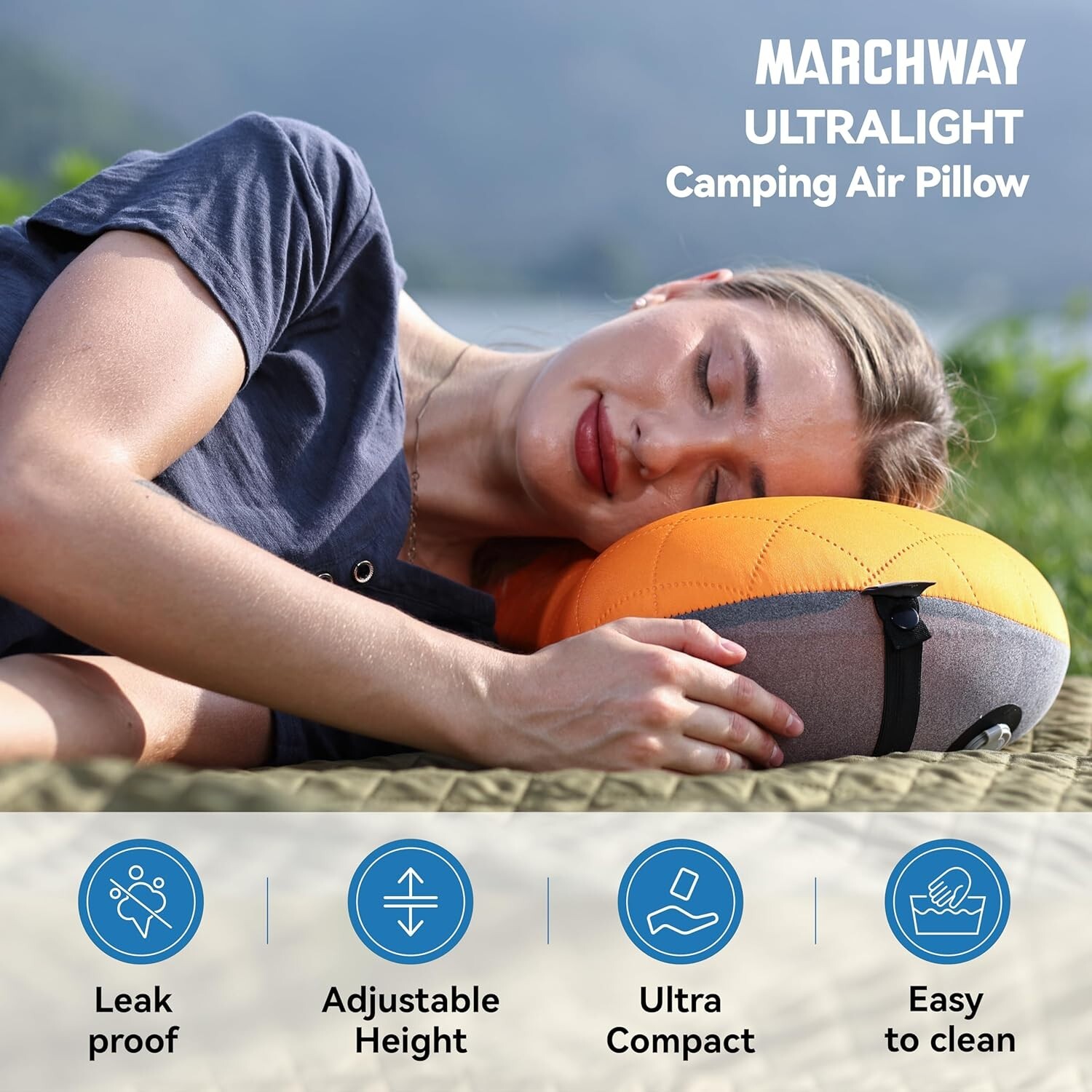 Small Memory Foam Travel Pillow, Camping Pillow with Bag – Modern, Firm Memory –