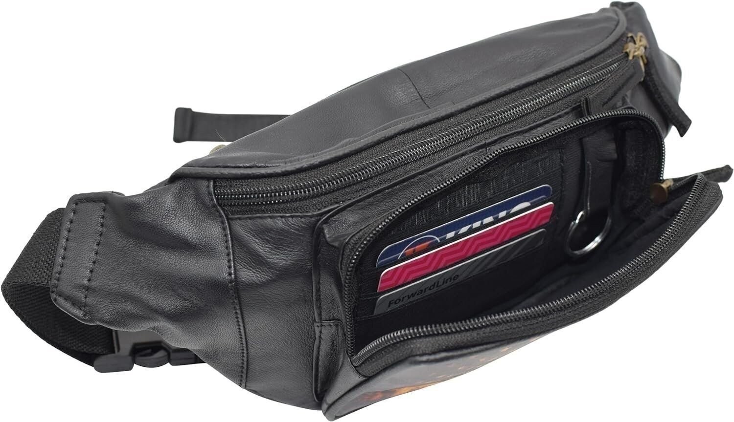 USA Flag Fanny Pack Genuine Leather American Waist Belt Bag & Crossbody Bag…