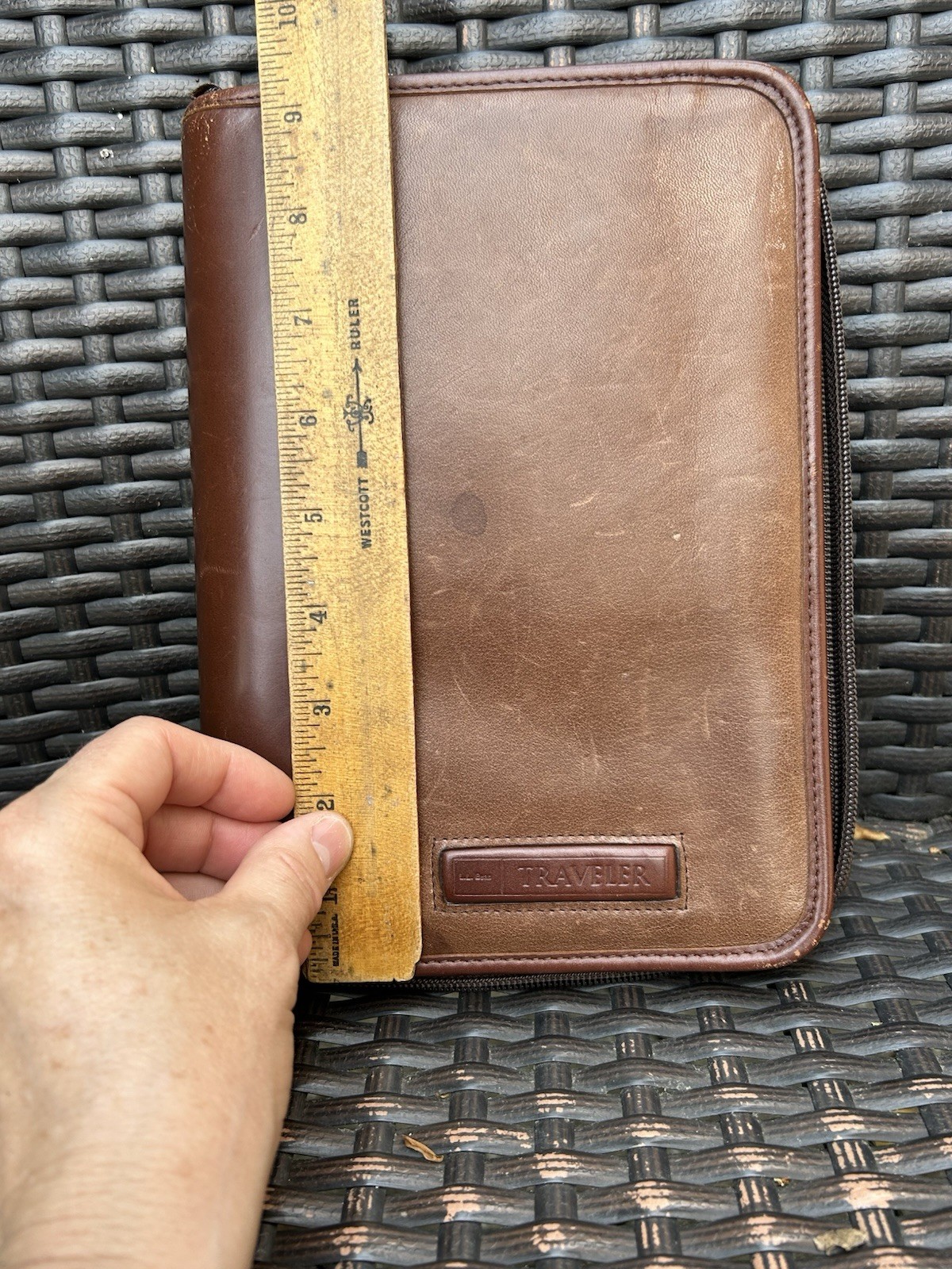 Vintage LL Bean Brown Leather Traveler Passport / ID Holder/Notebook Zipper