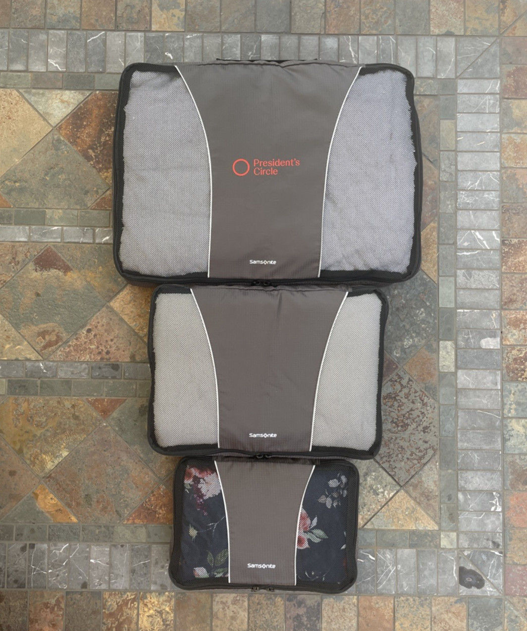 Samsonite Packing Cubes – Set Of 3 – Black & Grey Organizer Travel Storage VGUC