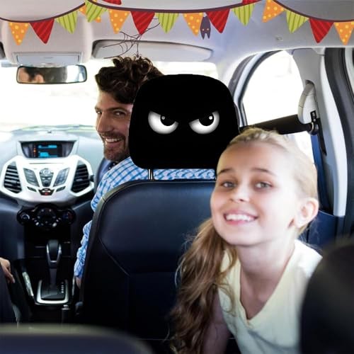 2PCS Funny Cartoon Car Headrest Covers, Cute Funny Cartoon Eyes Car A-1 Pair