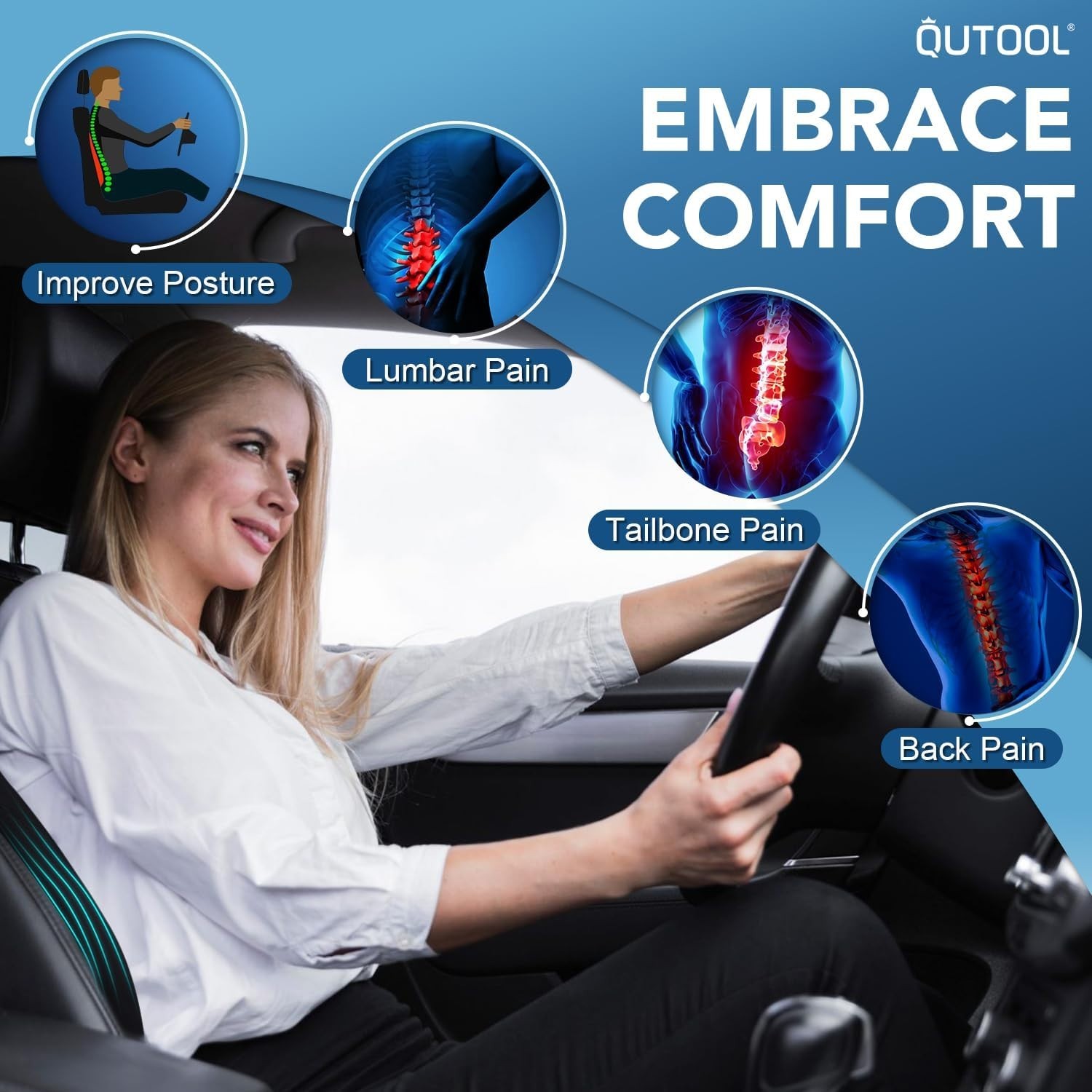 Lumbar Support Pillow for Car, Truck Accessories Travel Essentials, Memory Fo…