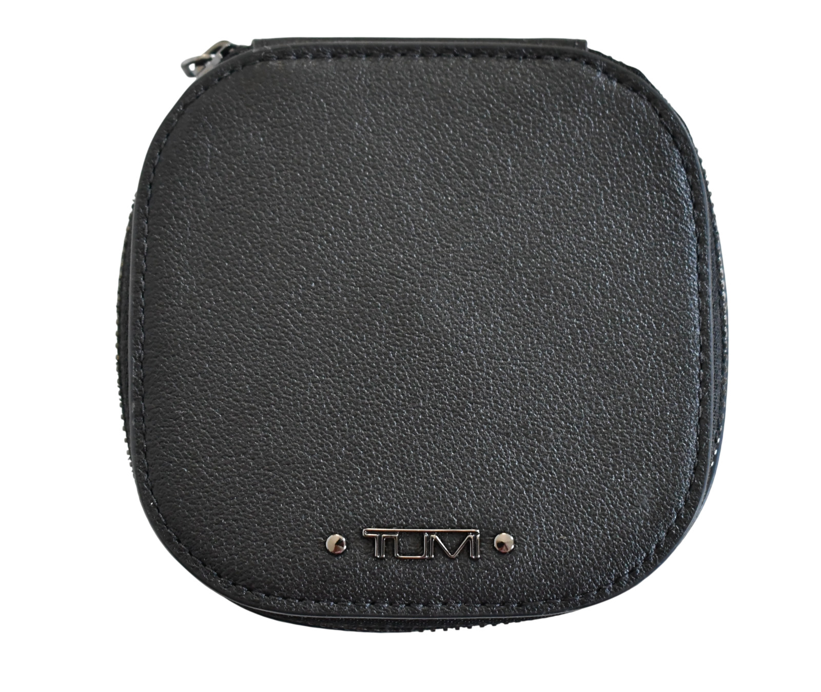 NEW TUMI SLG Black Leather Zip-Around Travel/Storage JEWELRY CASE Box