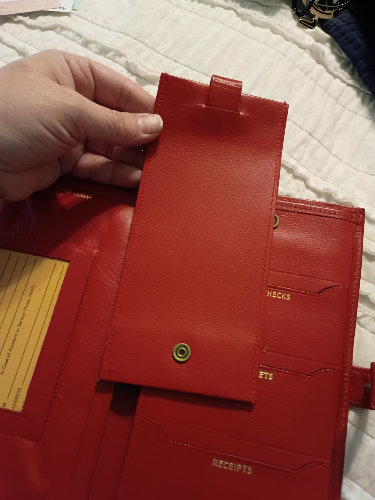 Vintage Leather Travel Passport & ID Wallet Organizer, Red, Snap Closure Cowhide