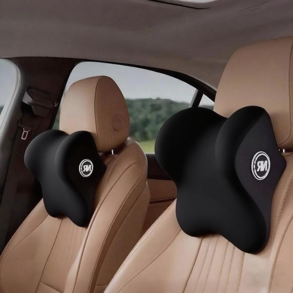 2 Pack Car Headrest Pillow Neck Support Cushion Adjustable Strap Universal Fit