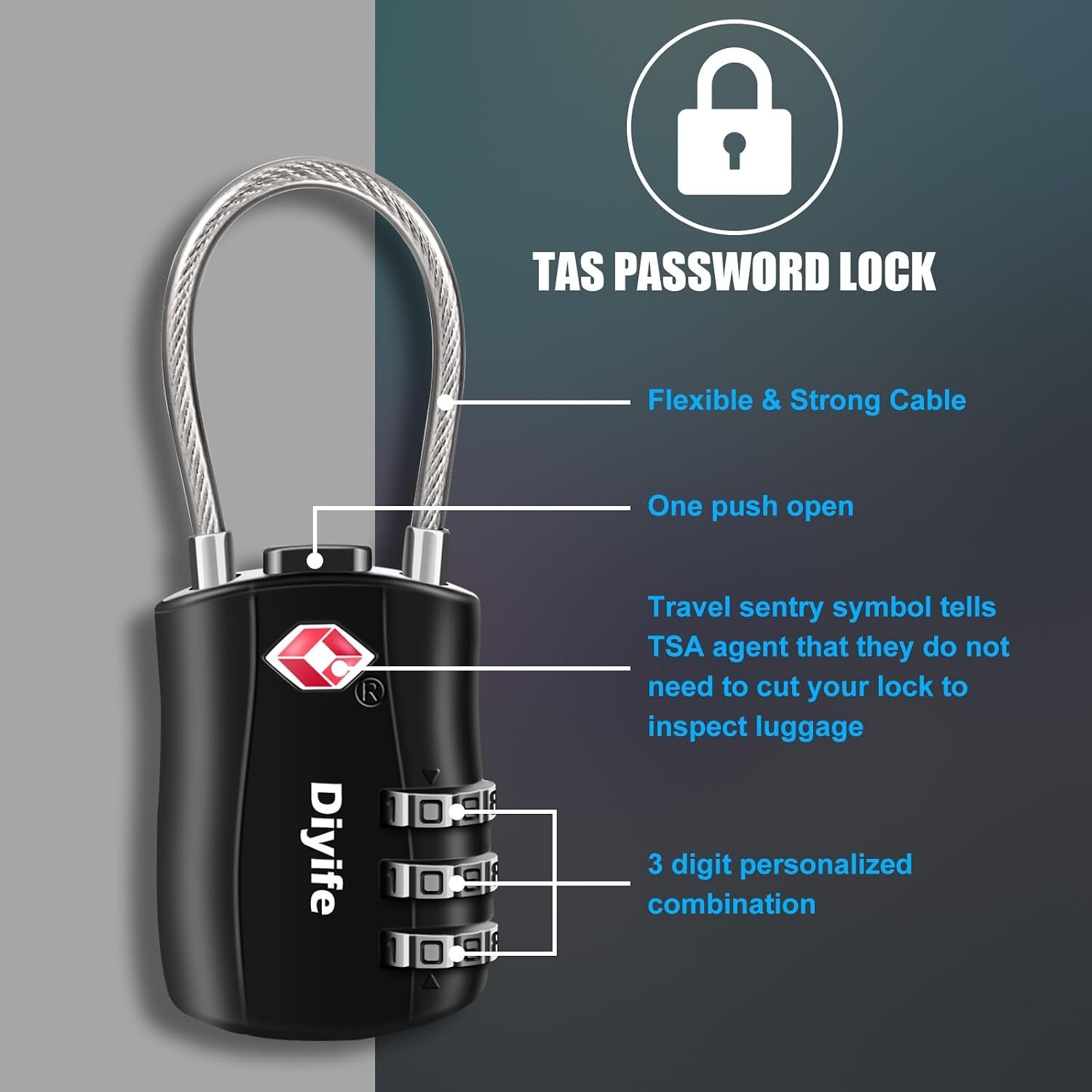 TSA Approved Luggage Locks – 2 Pack Resettable Combination for Safe Travels
