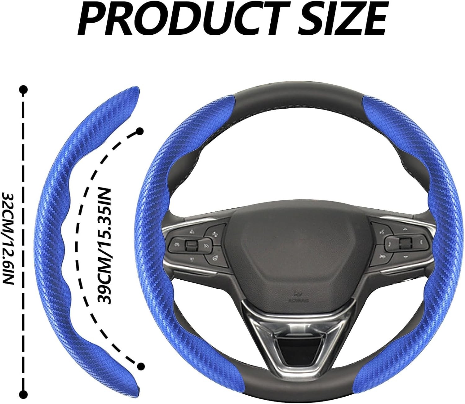 2pcs Universal Fit Carbon Fiber Steering Wheel Cover, Anti-Skid Steering Wheel C