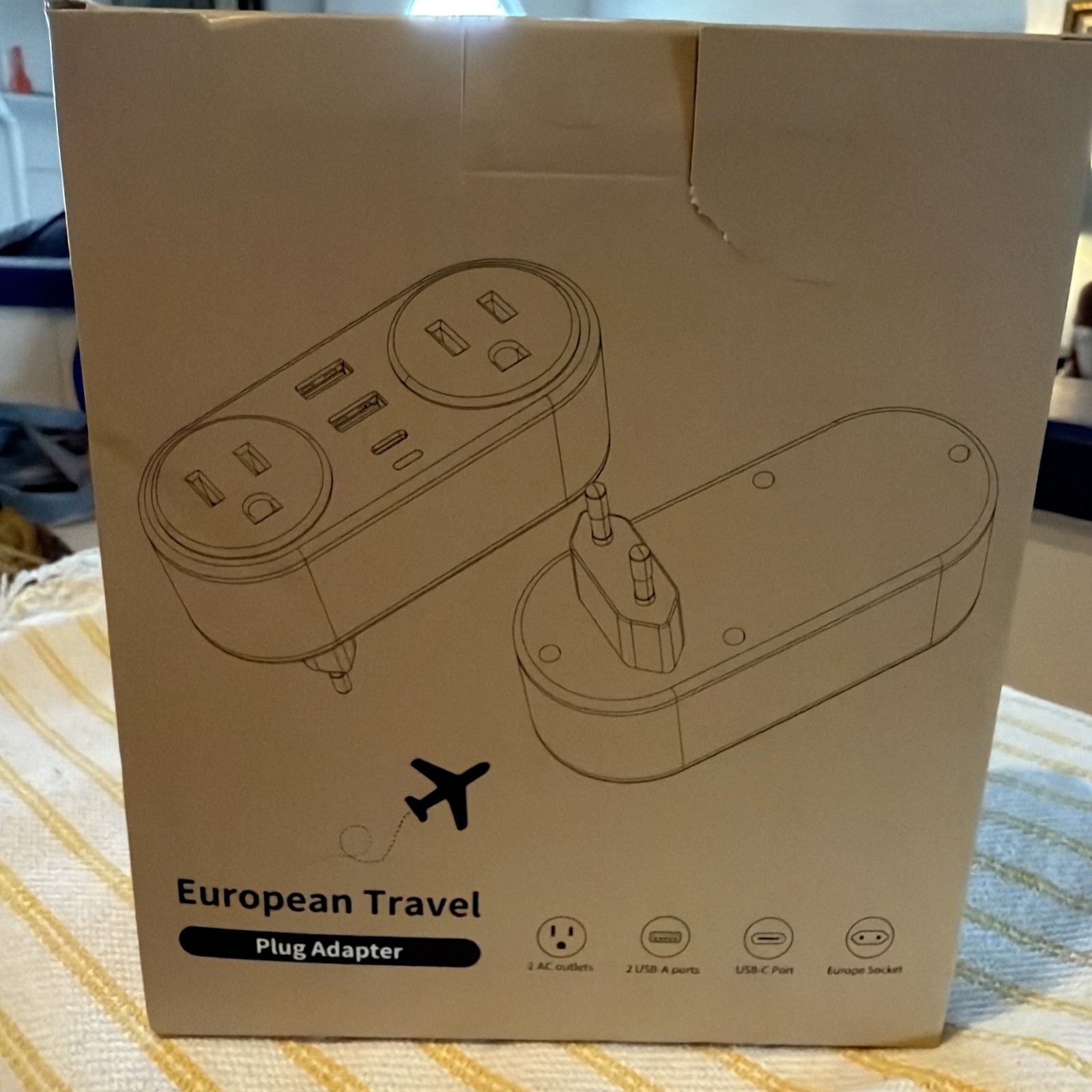 2PCS European Travel Plug Adapter, Power Plug 3 USB, 1 USB C Port Most of Europe