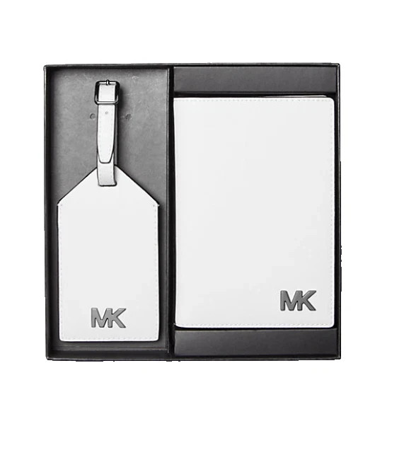 Michael Kors Cooper Saffiano Leather Passport Case & Luggage Tag Gift Set White