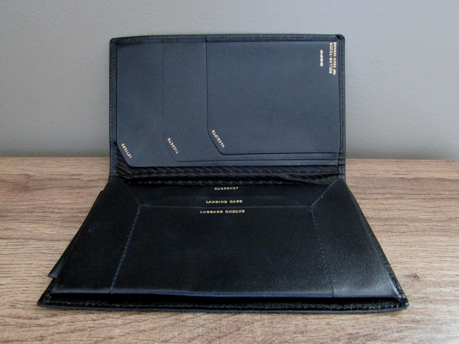 Vintage DOPP black Leather mellow touch Travel Wallet Organizer Passport Case-NW