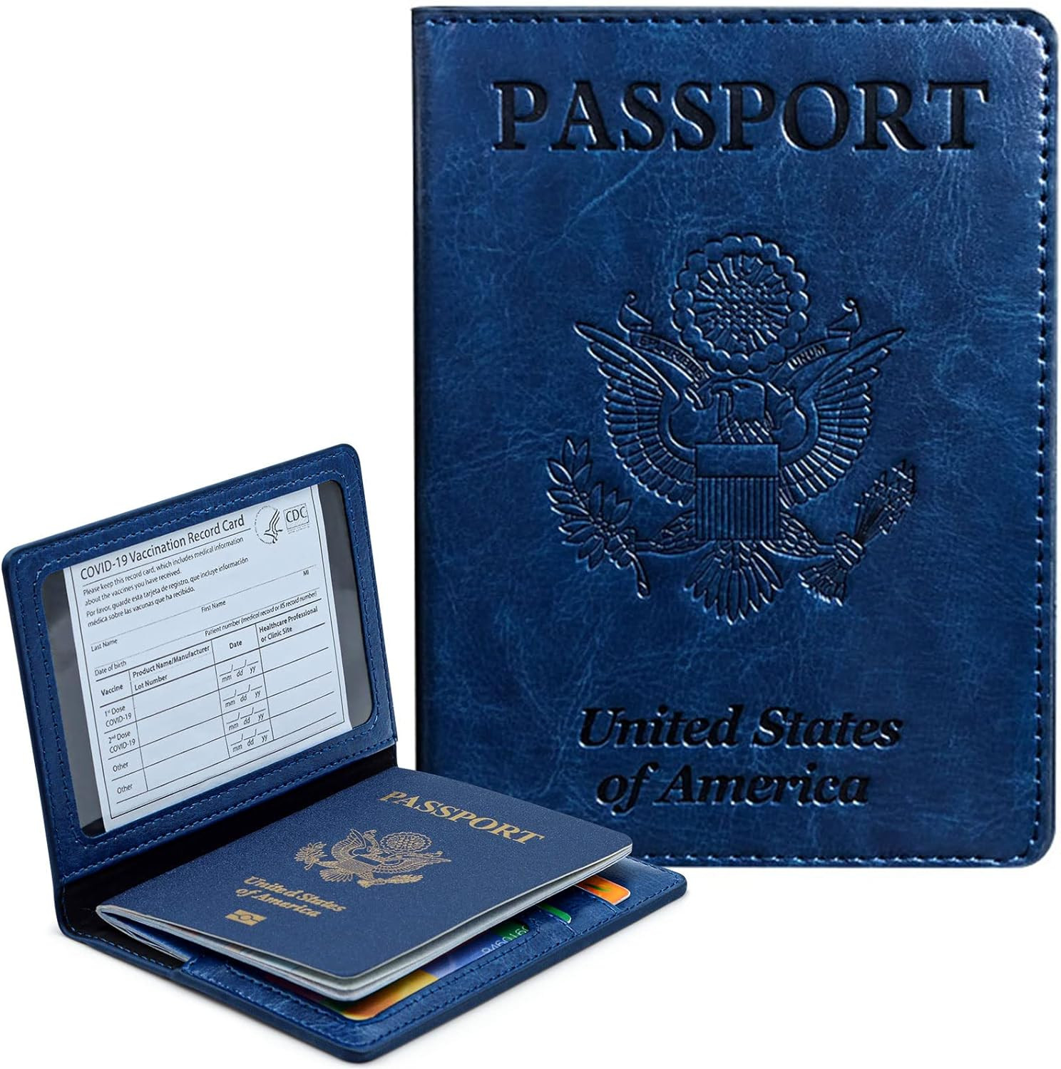 Passport Holder Cover and Card Case Slot Combo RFID Blocking Leather Travel Pass