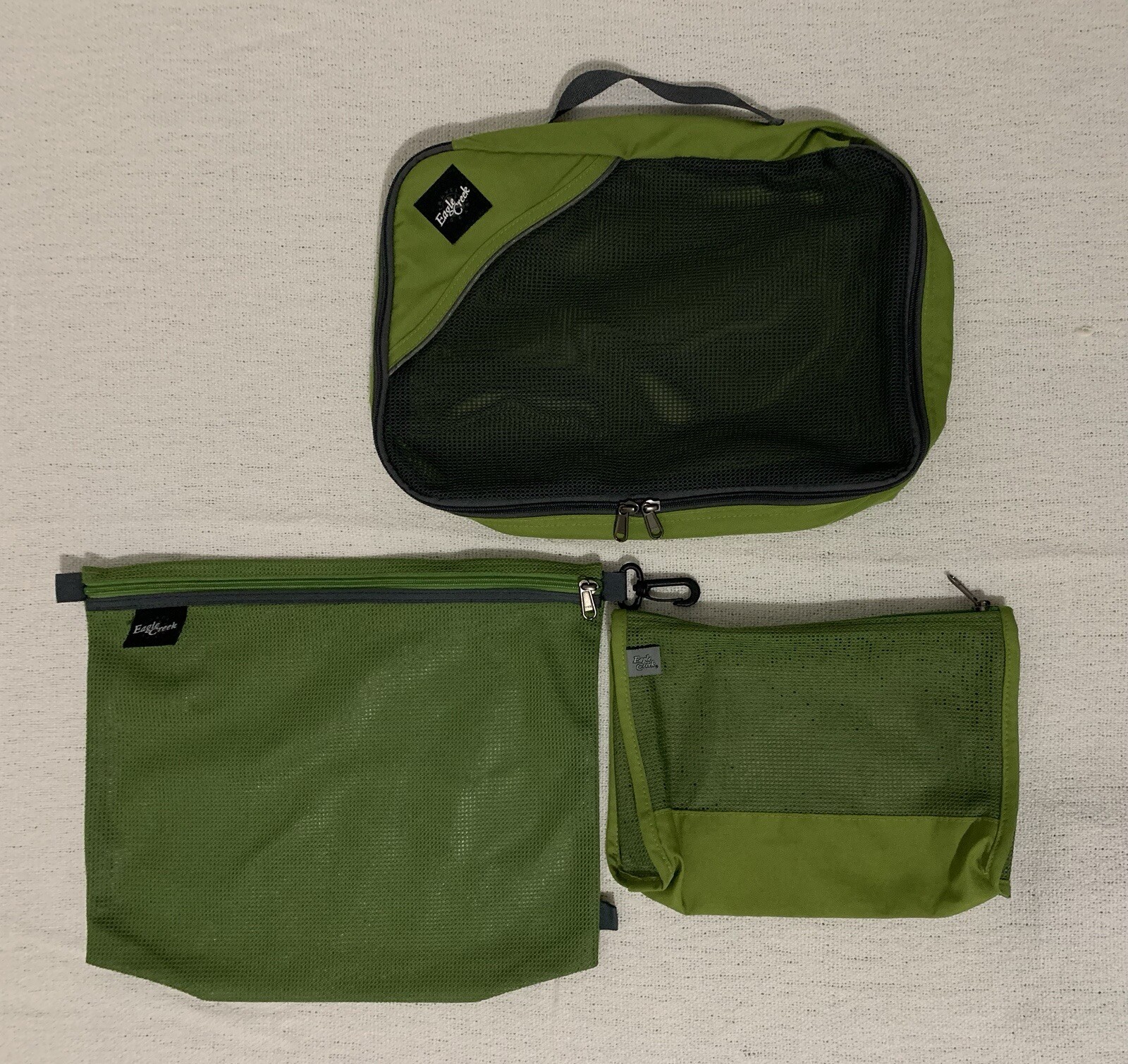 Eagle Creek Green Packit Cubes Triple Unit Clothing Bags Size Large Medium Small